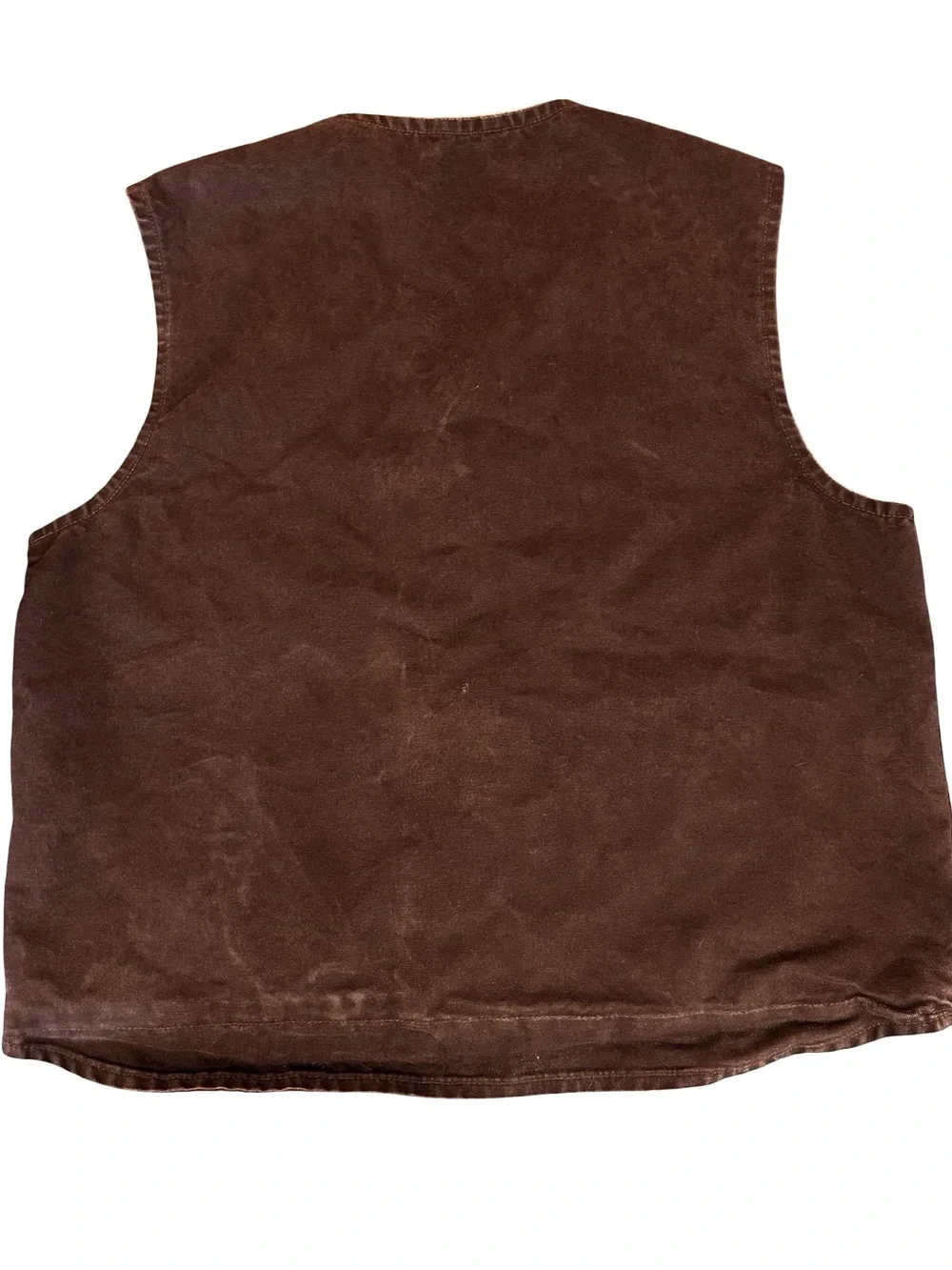 VTG Carhartt Sandstone Rugged Duck Sherpa Lined Vest Size XL Brown Outdoor